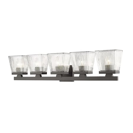 Z-Lite Astor 5 Light Vanity, Matte Black & Clear 1936-5V-MB